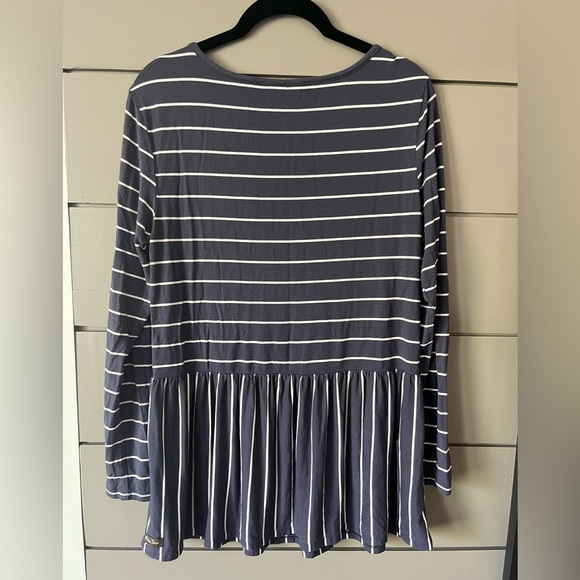 Matilda Jane Wonderment Amazing Day peplum Top Size M muted navy w/ white stripe - Picture 2 of 7